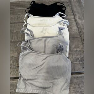 Ribbed Bralette Set - Black, Cream, Gray